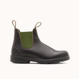 Stout Brown / Olive Premium Leather Chelsea Boots, Women's Originals 519 - Blundstone