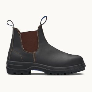Stout Brown Premium Leather Work Boots, Elastic Sided Series 140 - Blundstone